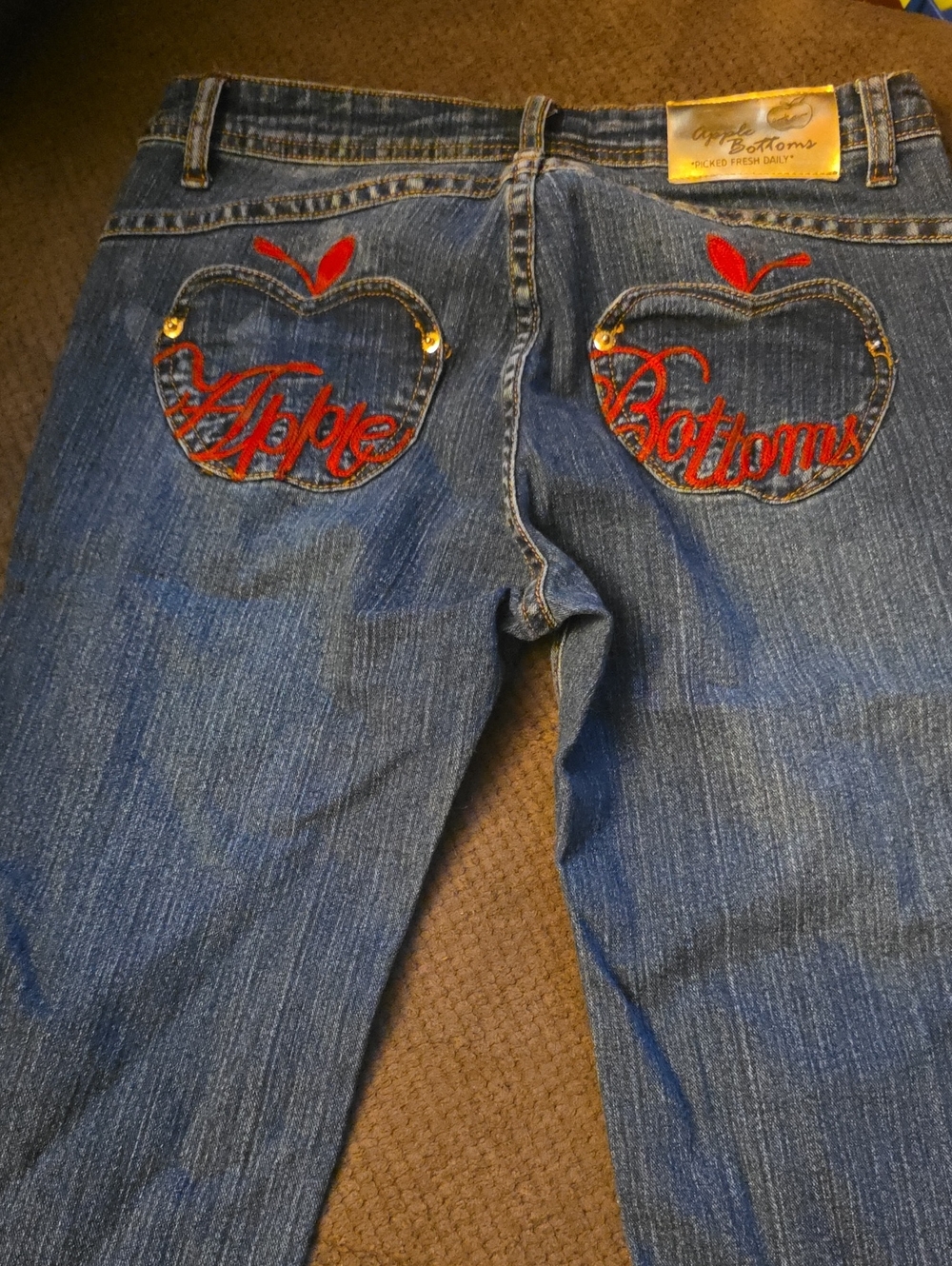 Apple Bottoms Denim Bootcut Jeans with Red Embroidered Apple Pockets, Size 5/6
